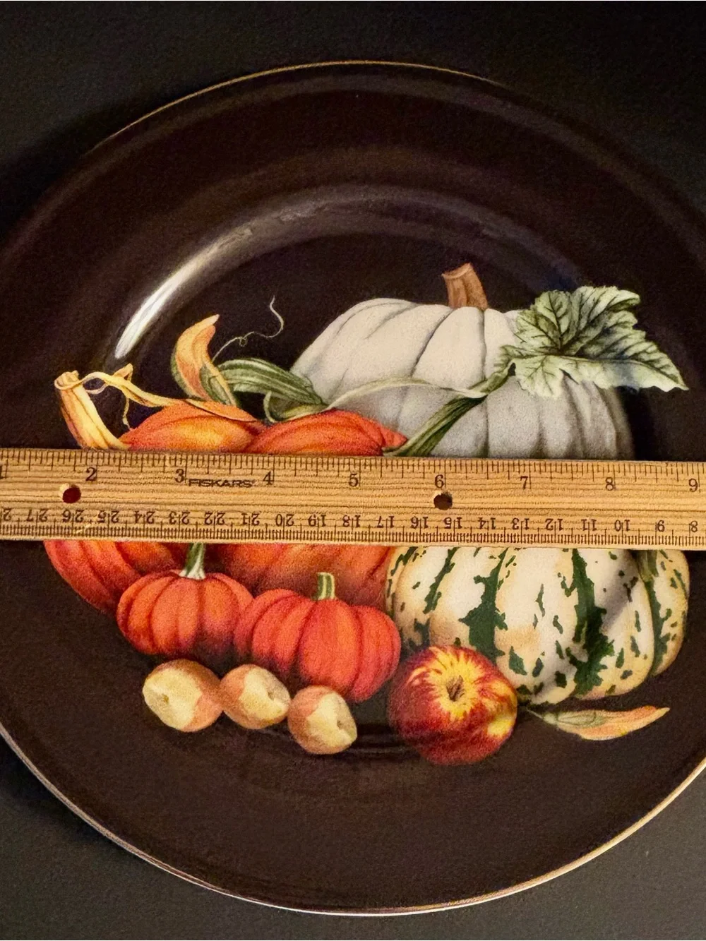 Williams Sonoma Harvest Pumpkin 4 Black Dinner Plates 10.5” 2018 Discontinued